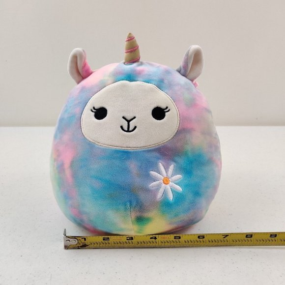 SQUISHMALLOW Lucy the Llama UNICORN with Daisy Rainbow Pastel 8" Stuffed Animal - Picture 9 of 9
